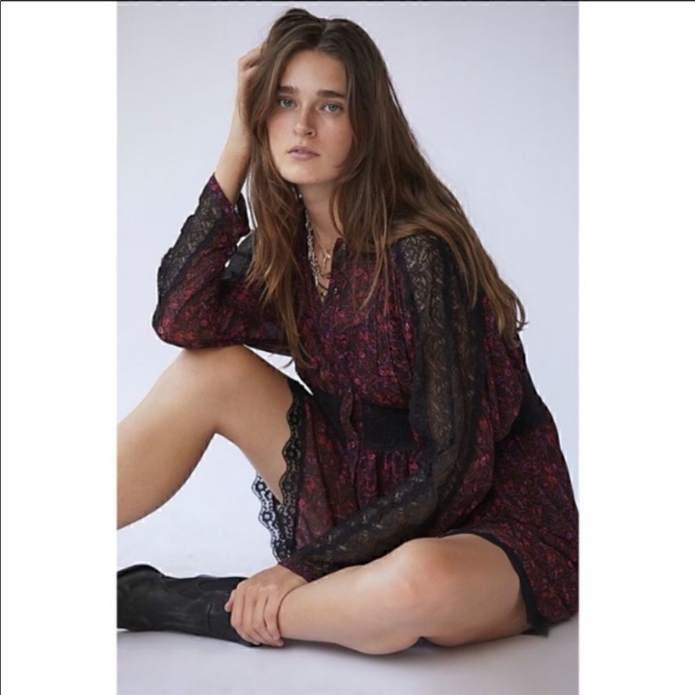 Free People Sheer Romance Mini Dress